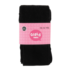 Bare Basics Plain Black Girls Tights 10 - 12 Years