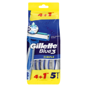 Gillette Blue3 Simple Easy Grip Disposable Razor 5 Pack