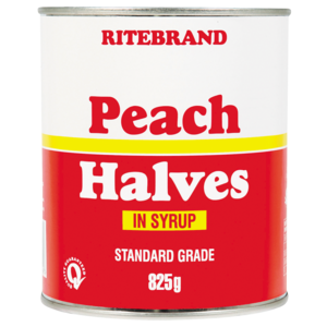 Ritebrand Peach Halves In Syrup Can 825g