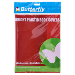 Butterfly A4 Plastic Adjustable Book Covers 5 Pack