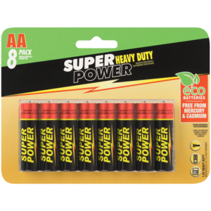 Super Power AA Zinc Carbon Batteries 8 Pack