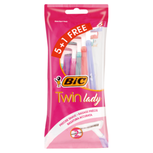 BIC Twin Lady Women's Disposable Razors Pouch 5 Pack +1 Free
