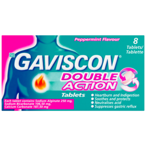 Gaviscon Double Action Peppermint Antacid Tablets 8 Pack