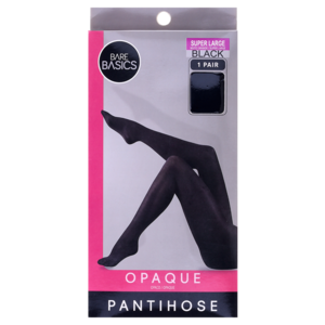 Bare Basics Ladies Super Large Black Opaque Pantihose