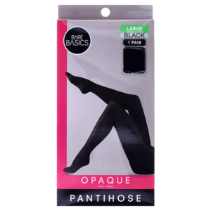 Bare Basics Ladies Large Black Opaque Pantihose