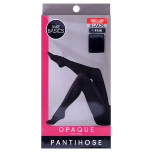 Bare Basics Ladies Medium Black Opaque Pantihose