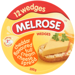 Melrose Cheddar Flavoured Full Cream Cheese Wedges 200g
