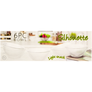 KIM Glass Silhouette Dessert Glass Bowl Set 6 Piece