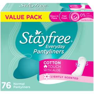 Stayfree Cotton Touch Lightly Scented With Aloe Everyday Pantyliners 76 Pack