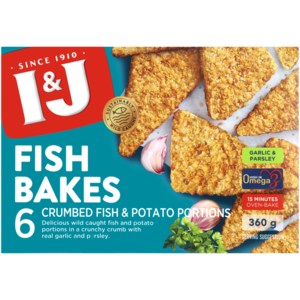 I&J Frozen Garlic & Parsely Flavoured Fish Bakes 360g
