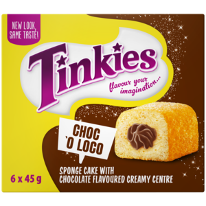 Tinkies Chocolate Portion Flavoured Creamy Sponge Cakes 6 x 45g
