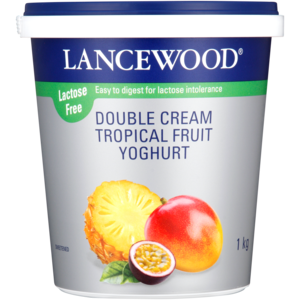 LANCEWOOD Tropical Fruit Flavoured Lactose Free Double Cream Yoghurt Tub 1kg