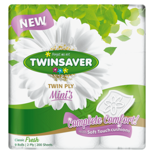 Twinsaver Twin Ply Mini's Classic Fresh Toilet Rolls 9 Pack