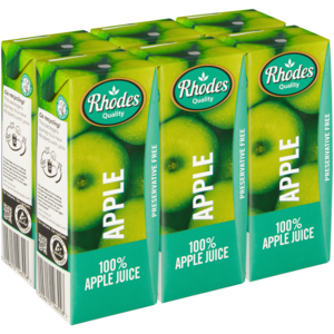 Rhodes Quality 100% Apple Juice Boxes 6 x 200ml