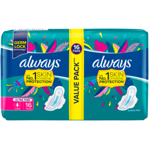 Always Ultra Thin Long Sanitary Pads 16 Pack