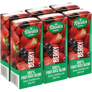 Rhodes Quality 100% Berry Fruit Juice Blend 6 x 200ml