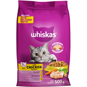 Whiskas Chicken Flavour Adult Dry Cat Food 500g
