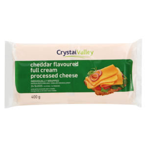 Crystal Valley Cheddar Flavoured Full Cream Processed Cheese Slices Pack 400g