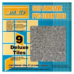 Quality Grey Black Self Adhesive PVC Floor Tiles 9 Pack