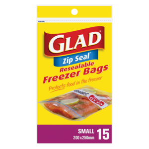 Glad Small Resealable Freezer Bags 15 Pack