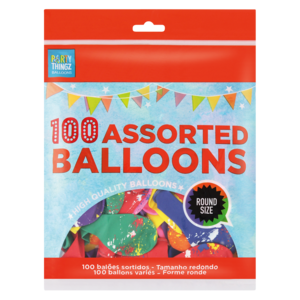 Round Assorted Balloons 100 Pack