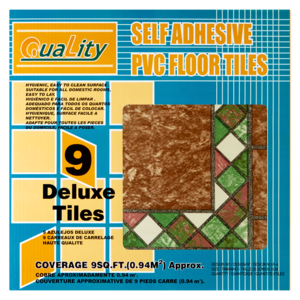 Quality Brown & Green Pattern Self Adhesive PVC Floor Tiles 9 Pack