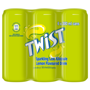 Twist Lemon Flavoured Soft Drink Cans 6 x 300ml