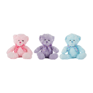 Frosted Swirl Plush Bear With Ribbon 20cm (Colour May Vary)