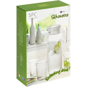 KIM Glass Silhouette Pitcher And Glasses 5 Piece Set