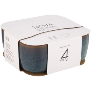 Nova Blue Glazed Coffee Mugs 4 Pack