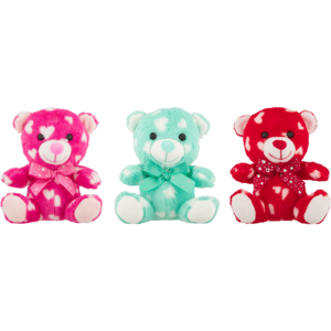 Heart Print Sitting Plush Bear 17cm (Type May Vary)