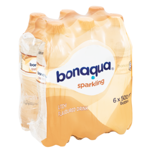 Bonaqua Litchi Flavoured Sparkling Water Bottles 6 x 500ml