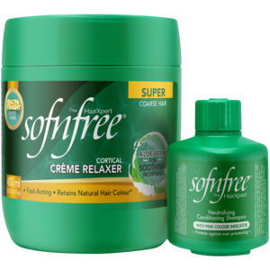 Sofnfree Cortical Crème Relaxer Super For Coarse Hair 450ml & Neutralising Condtioning Shampoo