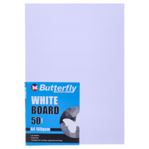 Butterfly Empire A4 White Board 160gsm 50 Pack