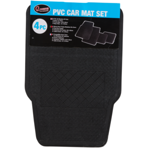 Q Premium Black PVC Car Mat Set 4 Pieces