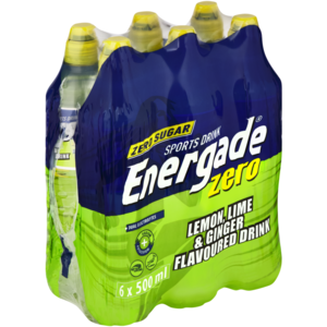 Energade Zero Lemon, Lime & Ginger Flavoured Sports Drink 6 x 500ml