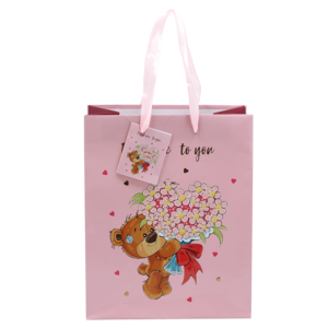 Bear & Bunch of Flowers Medium Gift Bag