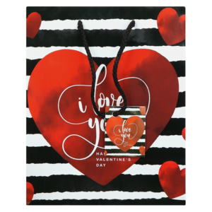Medium Striped Valentine's Day Gift Bag