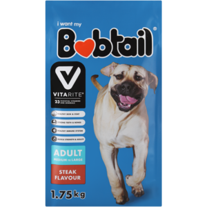 Bobtail Steak Flavoured Medium Adult Dog Food 1.75kg