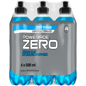 Powerade Zero Mountain Blast Flavoured Sports Drink Bottles 6 x 500ml