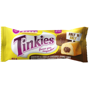 Tinkies Half & Half Chocolate & Vanilla Flavoured Sponge Cake 45g