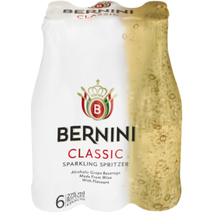 Bernini Classic Sparkling Grape Frizzante Bottles 6 x 275ml