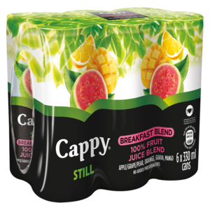 Cappy Still 100% Fruit Breakfast Juice Blend Cans 6 x 330ml