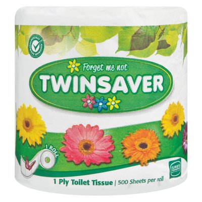Twinsaver 1 Ply White Toilet Paper