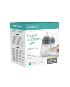 Nanobebe Flexy Silicone Bottle Twin/pack 270ml Grey