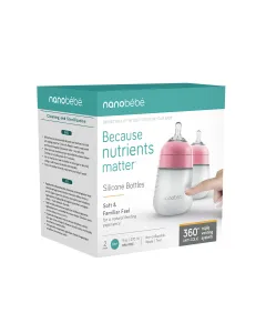 Nanobebe Flexy Silicone Bottle Twin/pack 270ml Pink