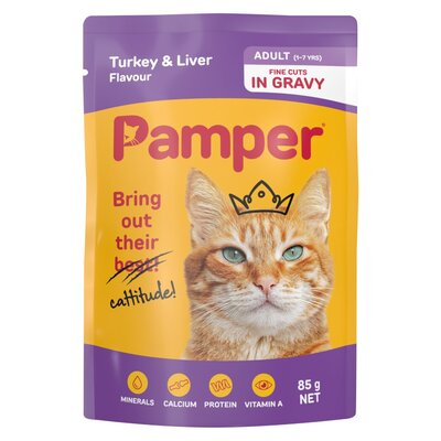 Pamper Fine Cuts Turkey & Liver 85g