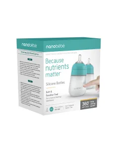 Nanobebe Flexy Silicone Bottle Twin/pack 270ml Teal